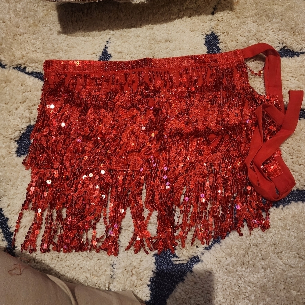 I1 - NEW Phantomon Red Sequin Dance Skirt